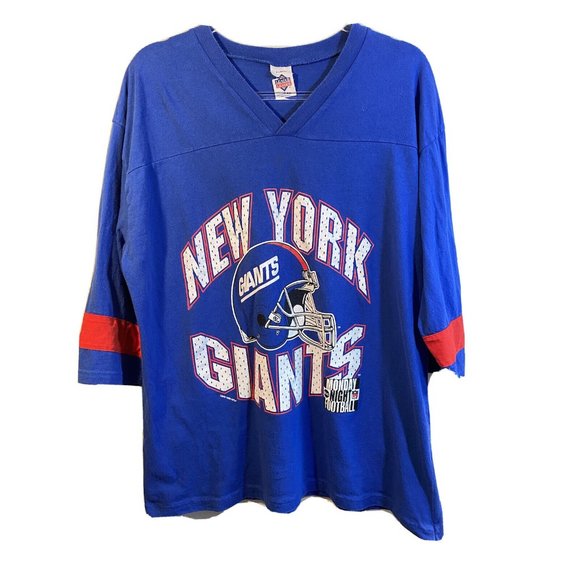 Vintage 1995 New York Giants ABC Monday Night Football Blue Short Slv Shirt XL - Picture 1 of 5